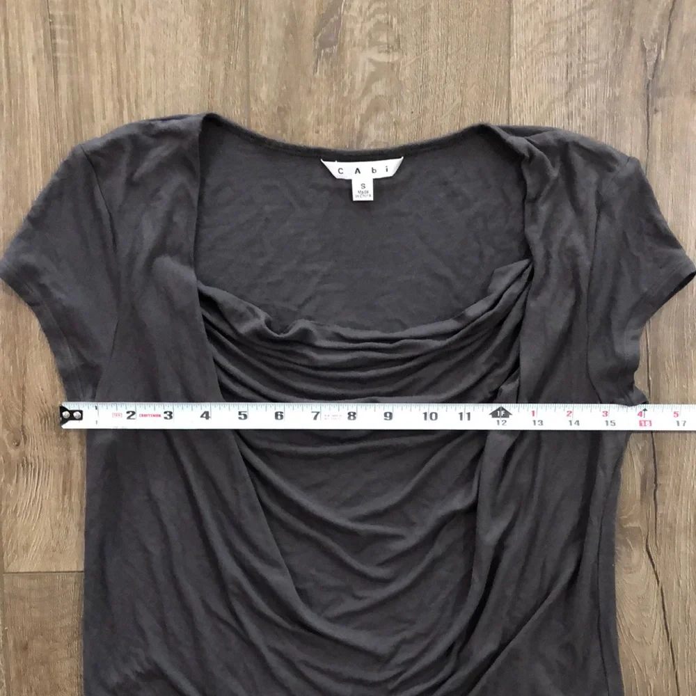 Worn once - CAbi Gray Ruched Short Sleeve Blouse